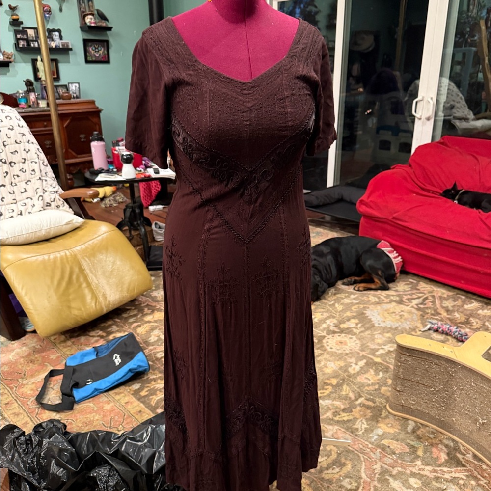 HolyClothing short Sleeve Dress in Rich Brown